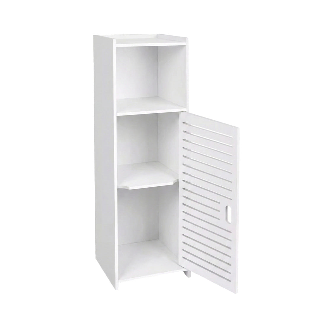 DayPlus 3-Tier Bathroom Floor Cabinet | Slim Freestanding Storage Organiser with Doors & Shelves