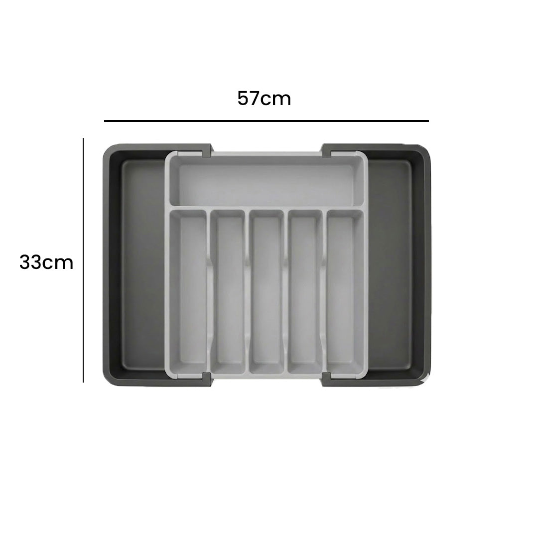 DayPlus Expandable Cutlery Drawer Organiser | 8-Compartment Utensil Tray 33–57cm for Kitchen