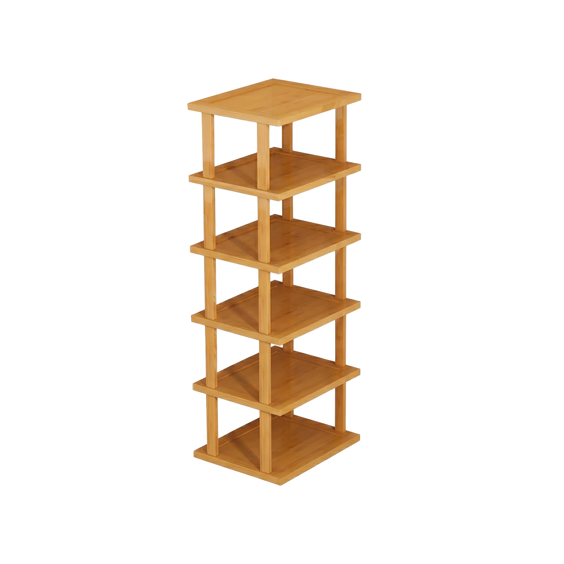 6 Tier Bamboo Shoe Rack Storage Shelf Stackable Shoe Organiser Space Saving Rack