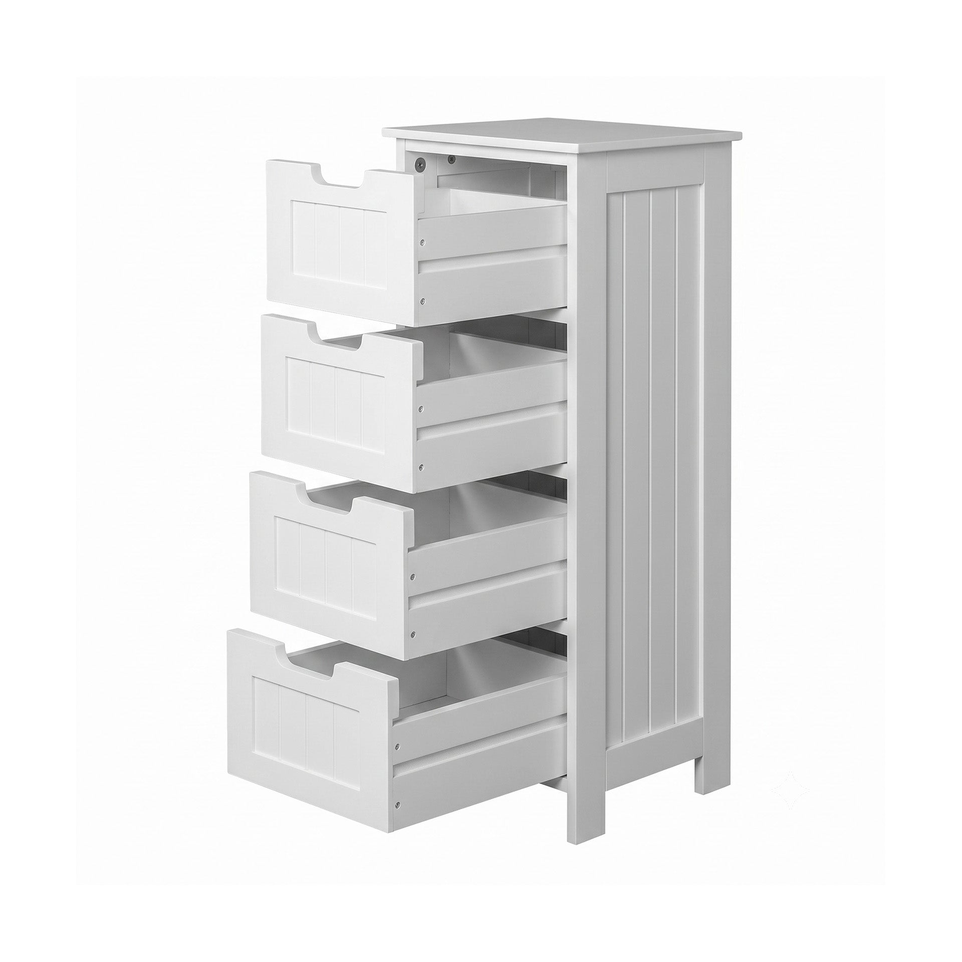 4 Drawer White Storage Cabinet 30x30x82cm Slim MDF Organiser for Bedroom Bathroom Living Room Hallway