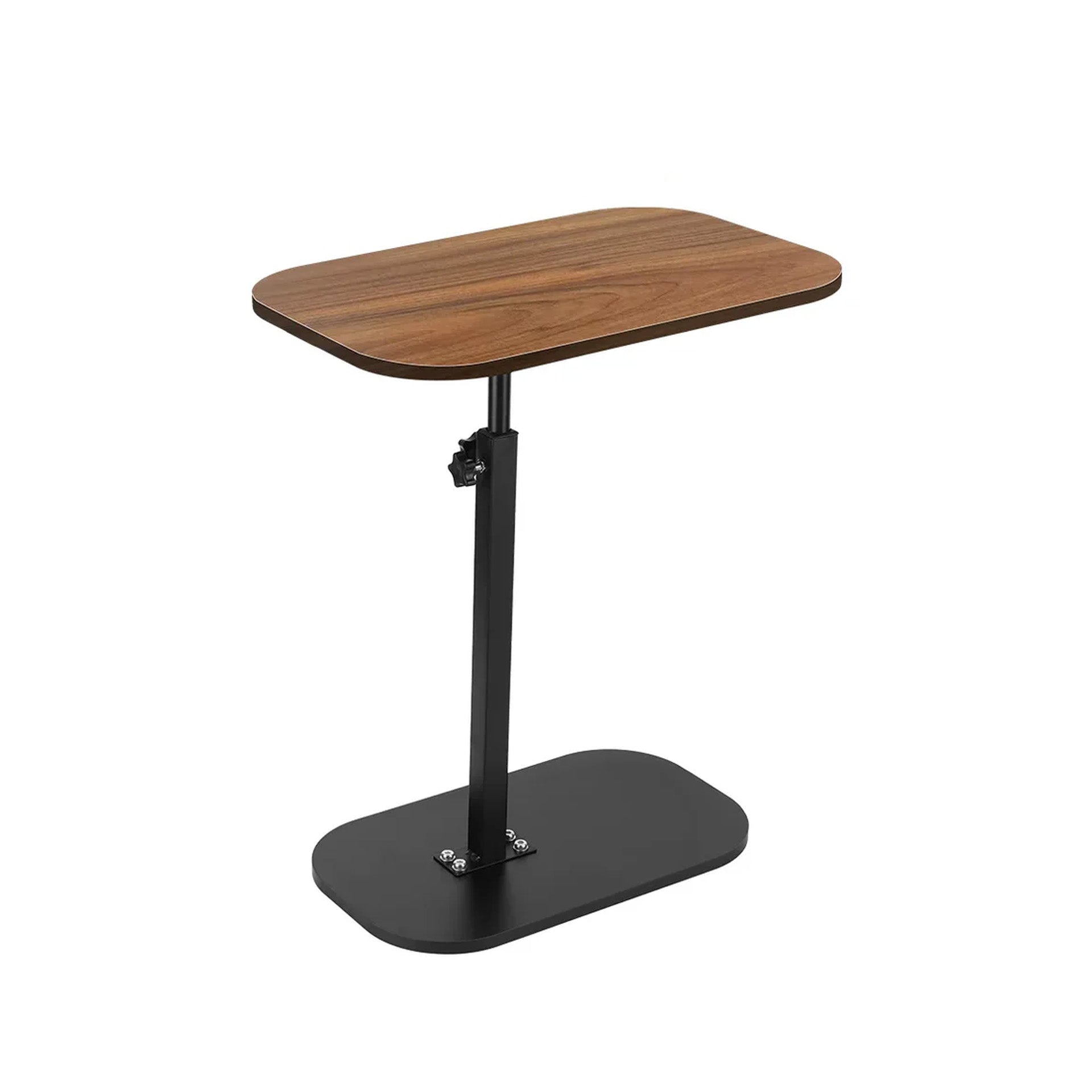 C-Shaped Side Table with Adjustable Height and 360 Rotation | Walnut Sofa End Table