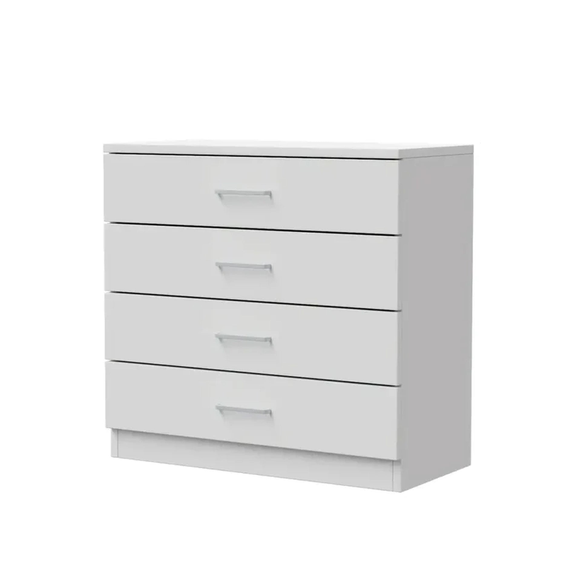 4 Drawer Chest of Drawers Hardwood HDF Construction Metal Handles Flat Panel Doors Bedroom Living Room