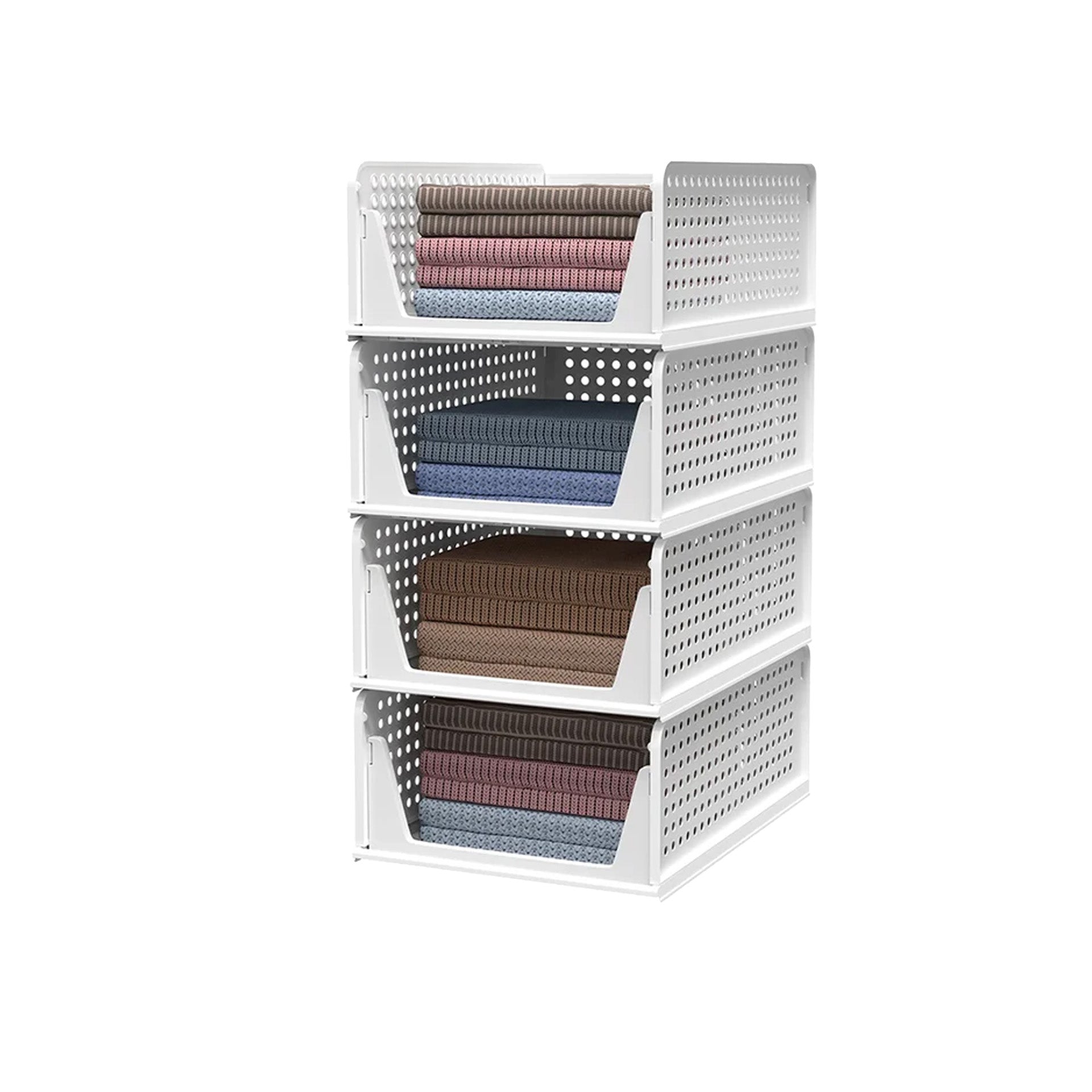 4 Pack Stackable Storage Drawers Foldable Large Capacity Closet Organiser Plastic Storage Bins