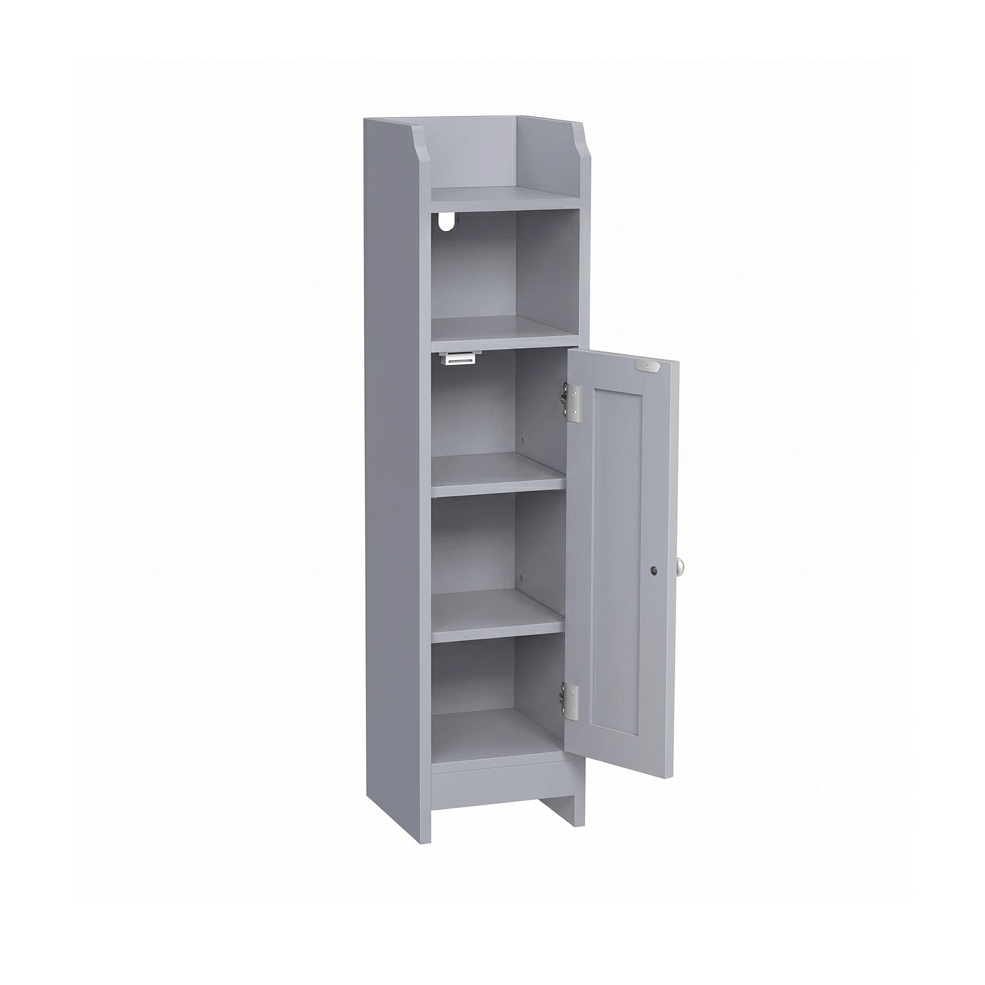 Slim Dove Grey Bathroom Floor Cabinet with Door and Adjustable Shelves | 20x18x80cm Freestanding Storage Unit