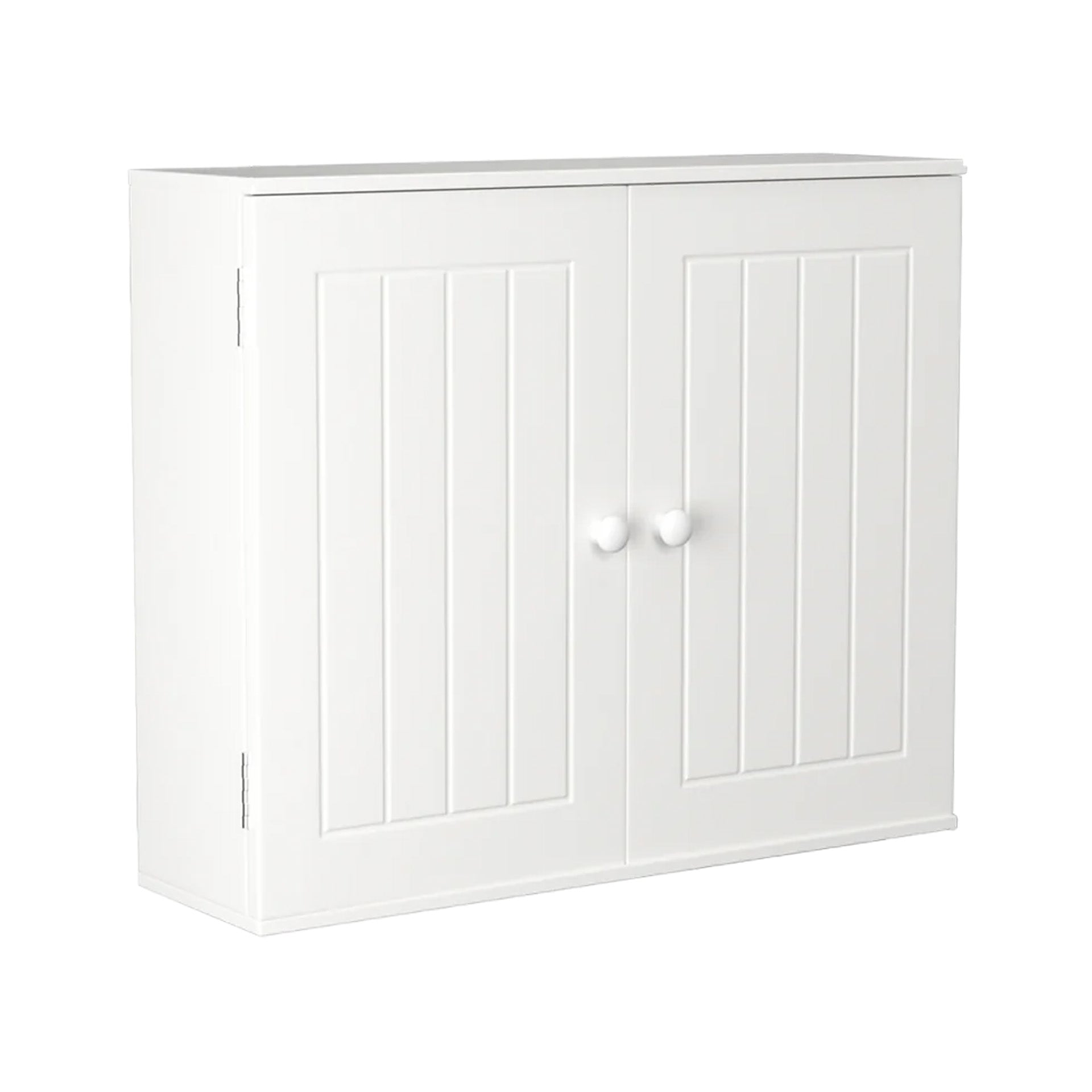 White MDF Bathroom Cabinet with Double Doors | Wall Mounted or Floor Standing Medicine Storage Cupboard