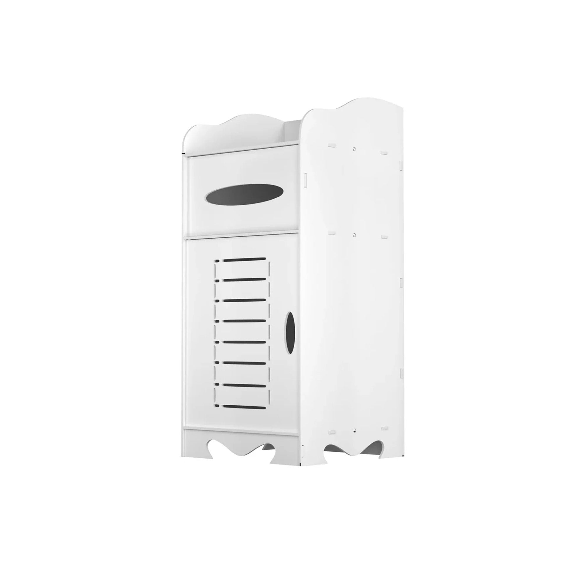 White Waterproof PVC Bathroom Storage Cabinet with Door and Shelves | Freestanding Floor Unit for Bathroom Kitchen Laundry
