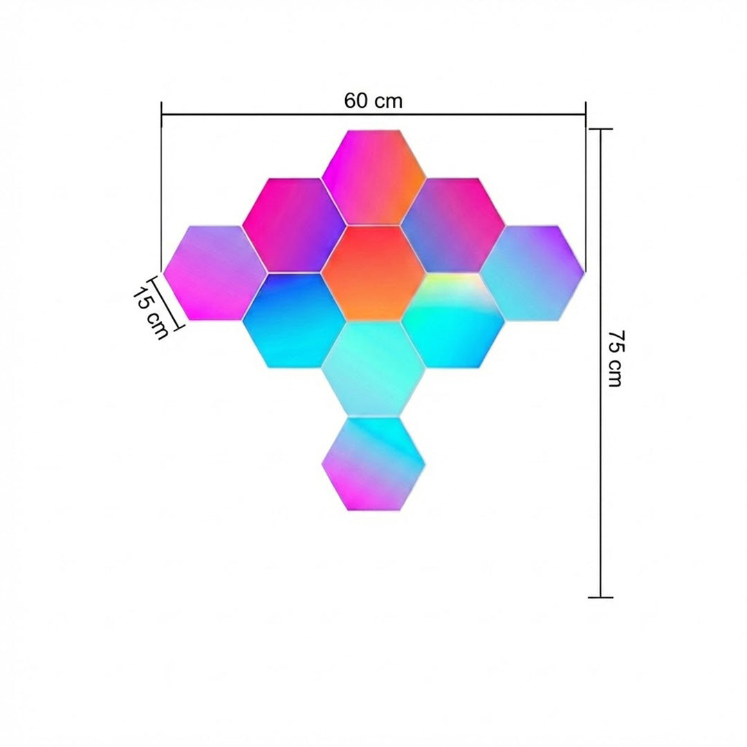GerTong RGB Hexagon LED Wall Light | Bluetooth Honeycomb Lamp for Gaming Room & Bedroom Decor