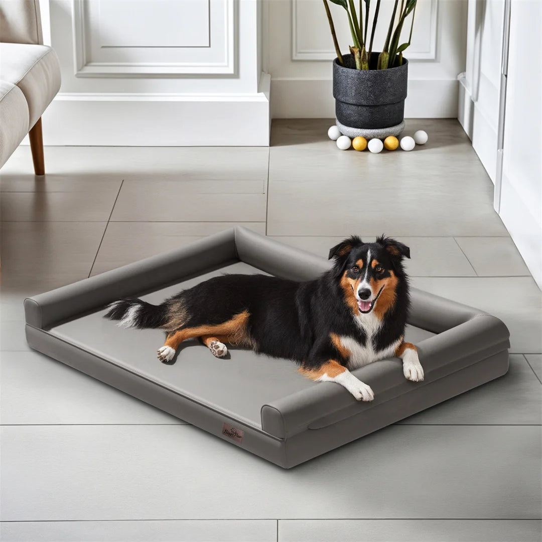 BingoPaw Large Dog Sofa Bed M-2XL Sizes Removable Microfiber Leather Cover Waterproof for Pets