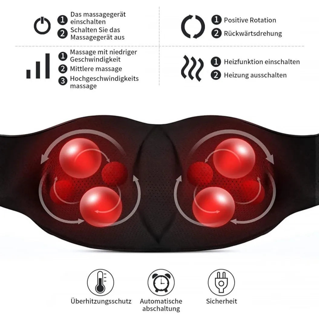 Wireless Shiatsu Neck and Back Massager Deep Kneading Massage Shawl for Shoulders Waist and Legs
