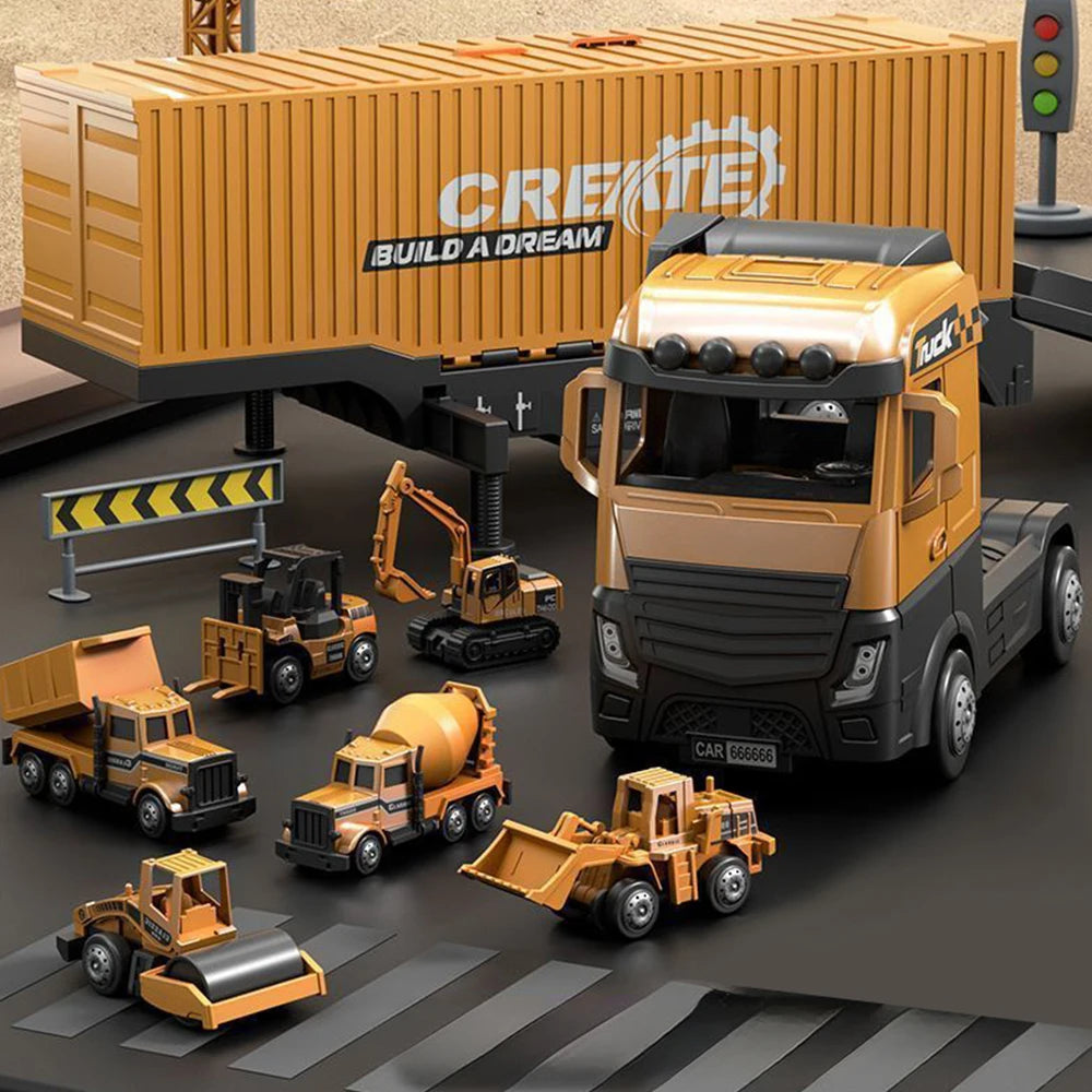 Kids Construction Truck Toy Set – Alloy Excavator Crane Forklift Vehicle Playset for Ages 3–6