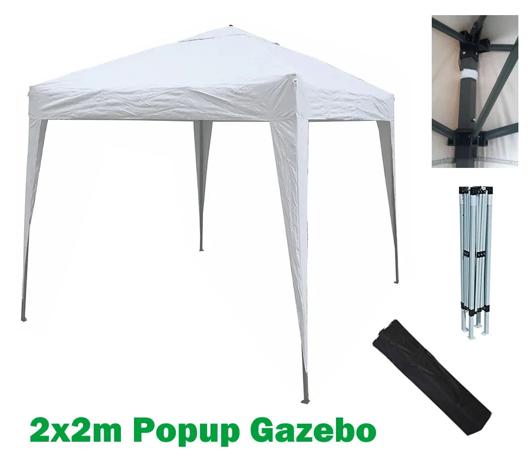 2x2m Pop-Up Gazebo Waterproof UV Protection Steel Frame No Sides for Garden Picnics Camping Events