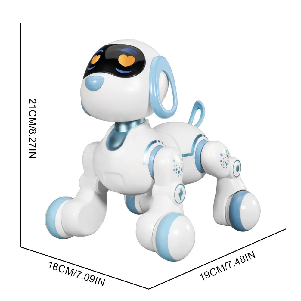 Smart Interactive Robotic Dog RC Stunt Toy with Sound Light Music Voice Command and Programmable Walking for Kids