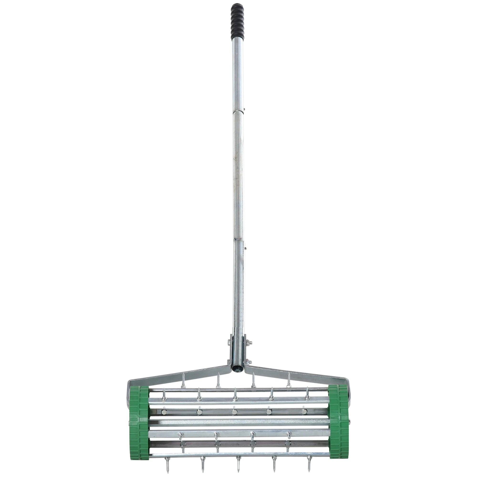 Rolling Lawn Aerator Heavy Duty Steel 425mm Wide 3.5cm Spikes Adjustable Handle for Garden Grass Aeration