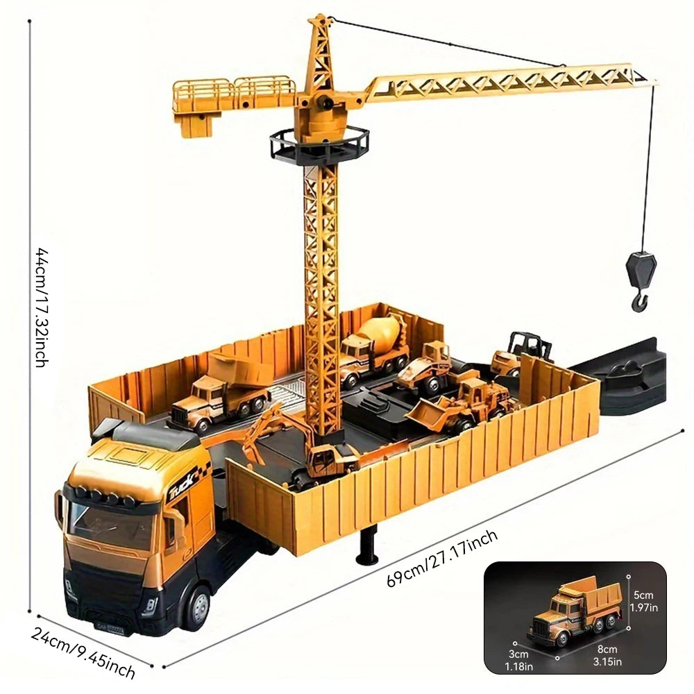 Kids Construction Truck Toy Set – Alloy Excavator Crane Forklift Vehicle Playset for Ages 3–6