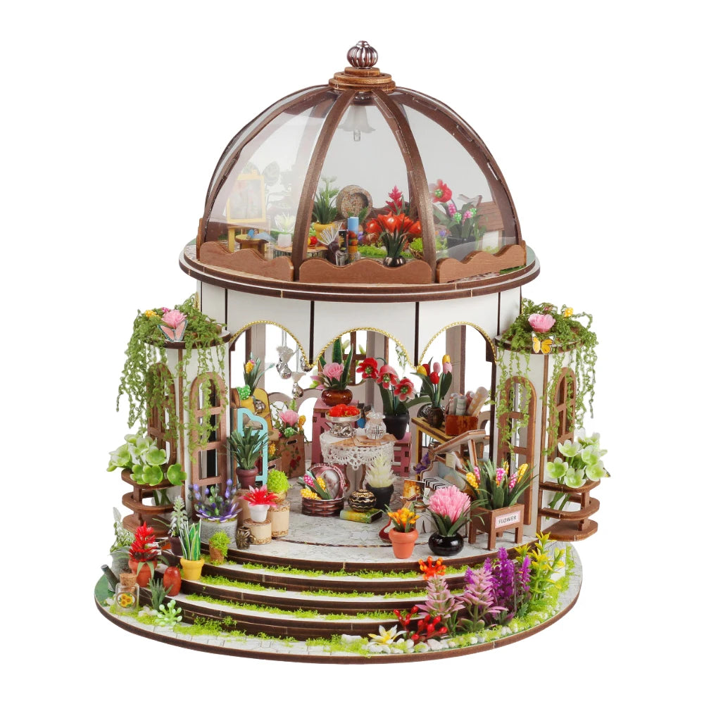 3D Wooden Puzzle Sky Garden House Architectural Model Kit DIY Handcraft Building Assembly Toy for Girls and Adults