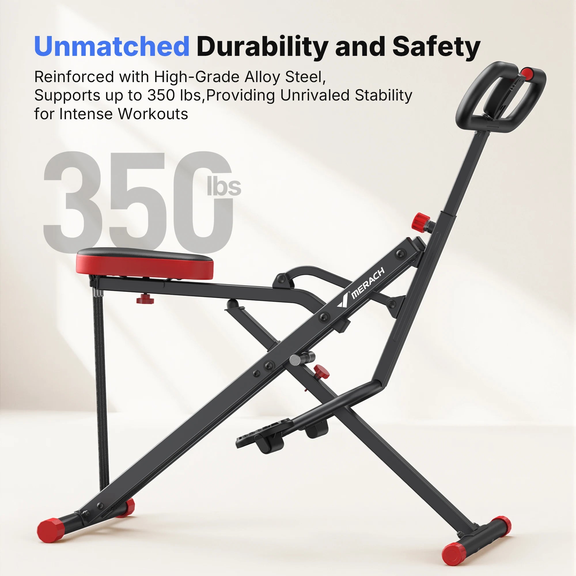 2 in 1 Squat Rowing Machine – Foldable Glute Trainer for Home Workout with LCD Display 350lbs Capacity