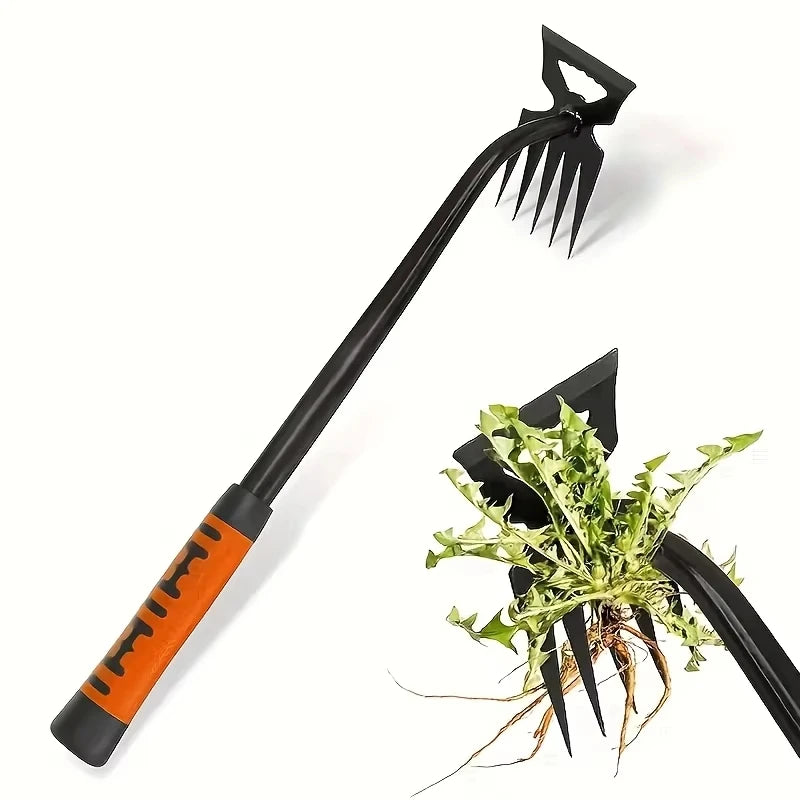 2 in 1 Metal Weed Cleaning Shovel Rake 38cm Stainless Steel Dual Headed Garden Weeding Tool