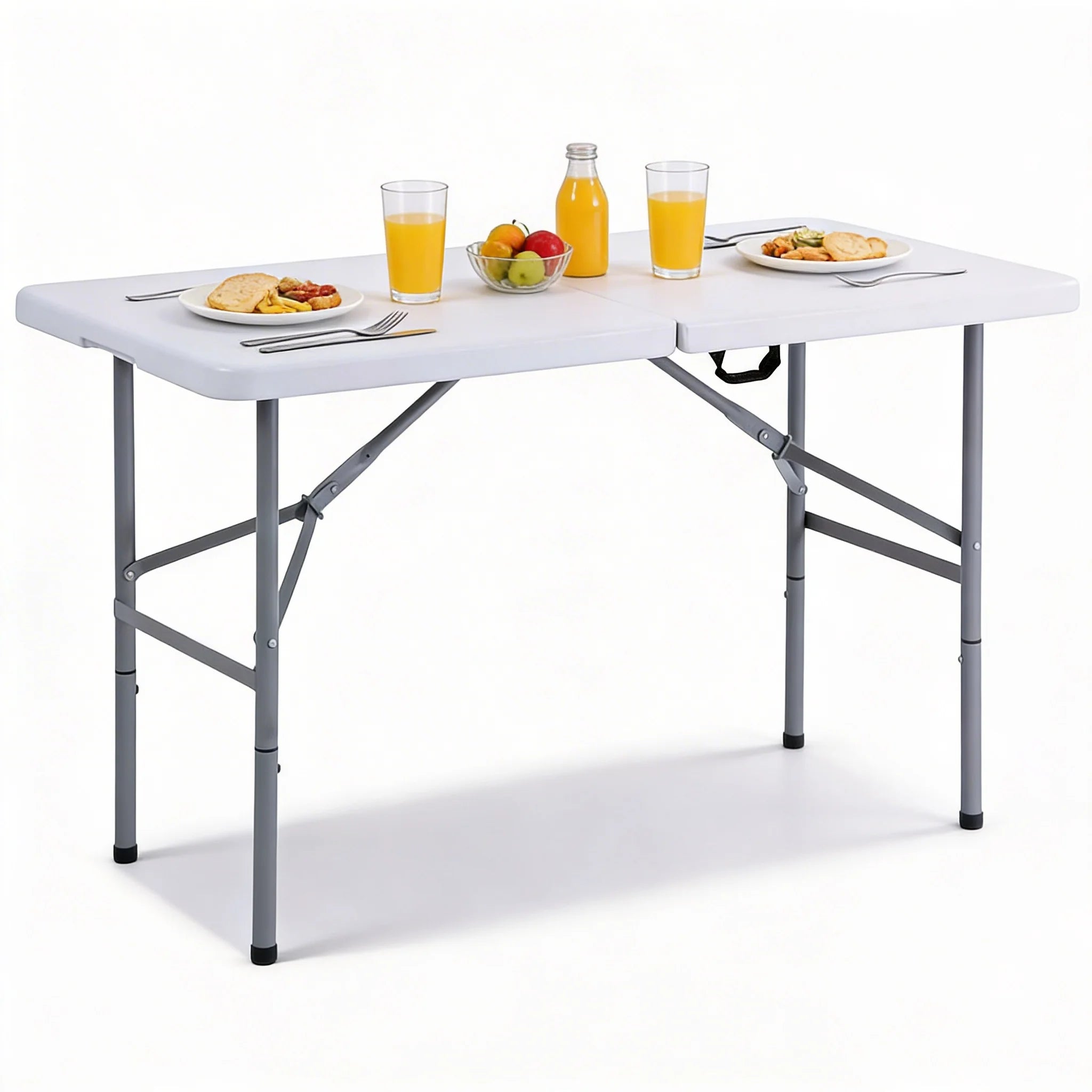 4FT Heavy Duty Folding Table Portable Plastic 150kg Capacity for Camping Garden Party Catering Events