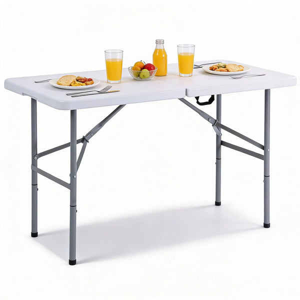 4FT Heavy Duty Folding Table Portable Plastic 150kg Capacity for Camping Garden Party Catering Events