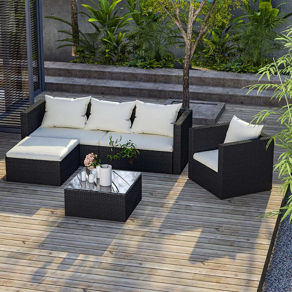 4-Seater Rattan Garden Corner Sofa Set with Coffee Table for Patio, Conservatory and Terrace