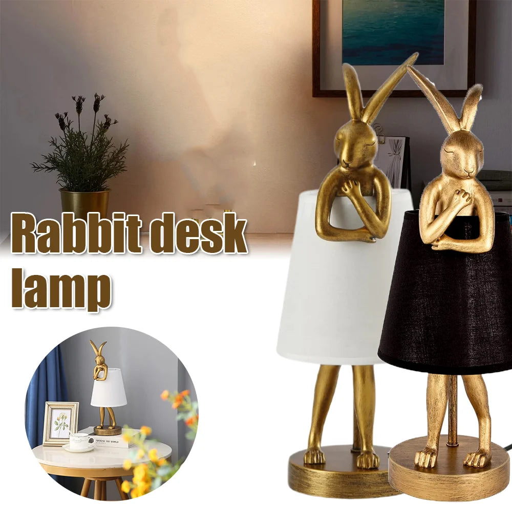 Cartoon Rabbit Desk Lamp LED Vintage Dreamy Bedside Table Lamp Ambient Night Light for Bedroom Kids Room