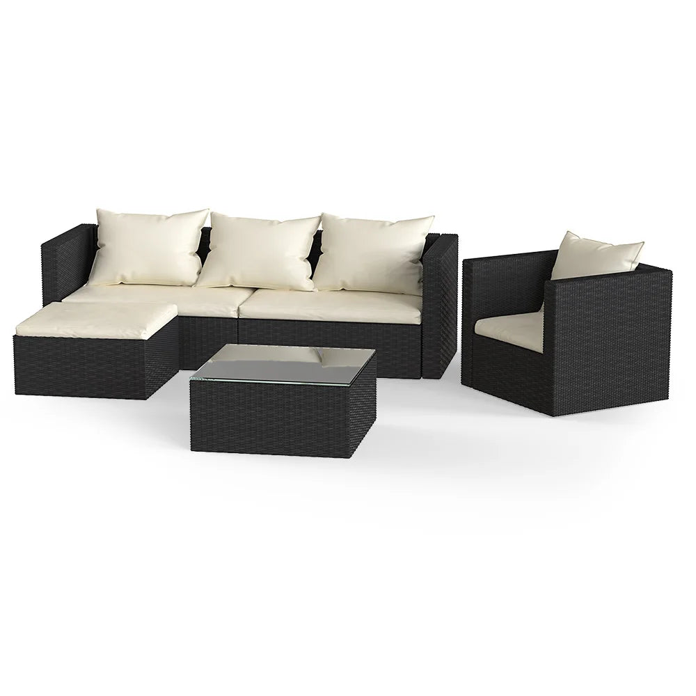 4-Seater Rattan Garden Corner Sofa Set with Coffee Table for Patio, Conservatory and Terrace