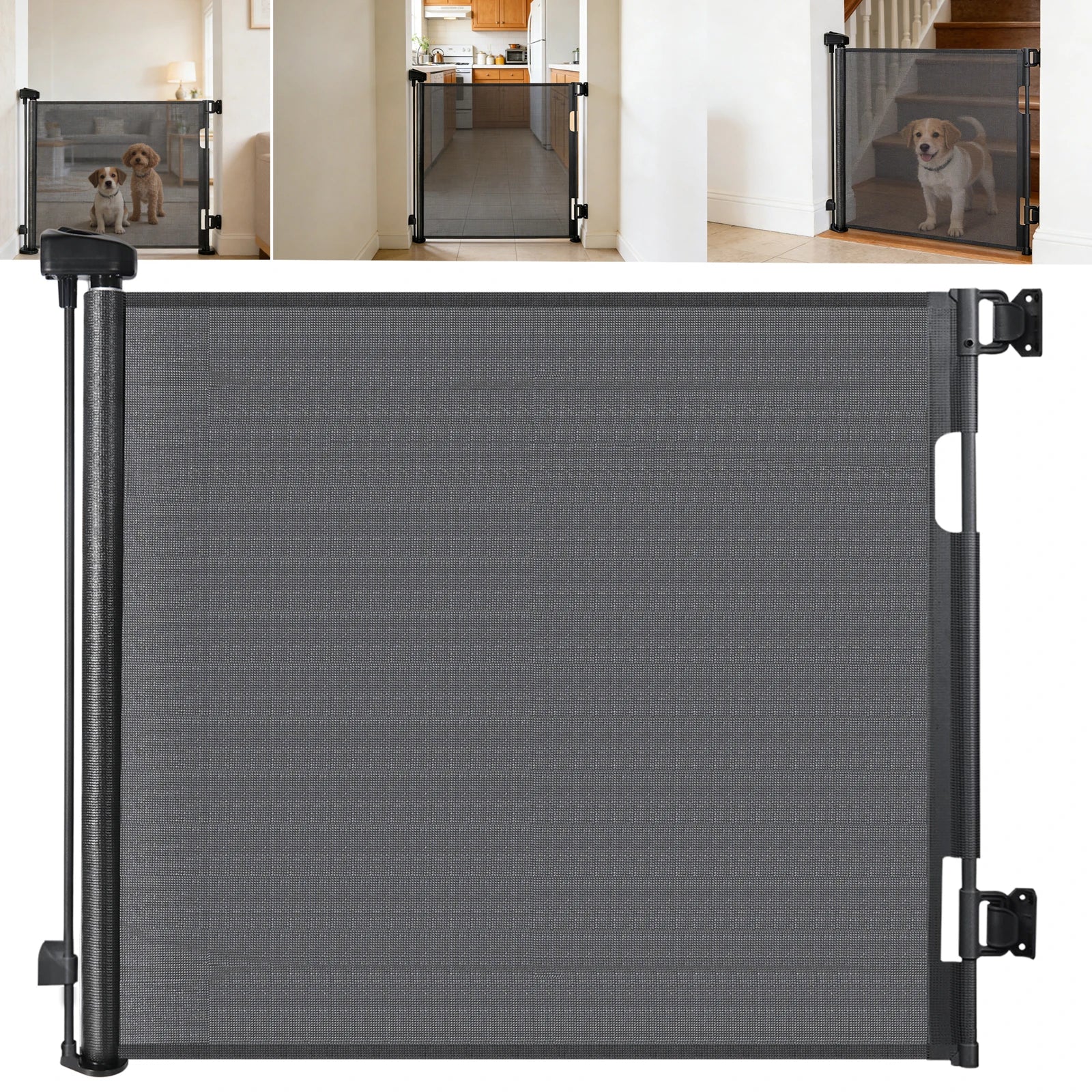 Retractable Pet Dog Barrier Gate 188x78cm Mesh No-Drill Stair Gate Childproof Safety Doorway
