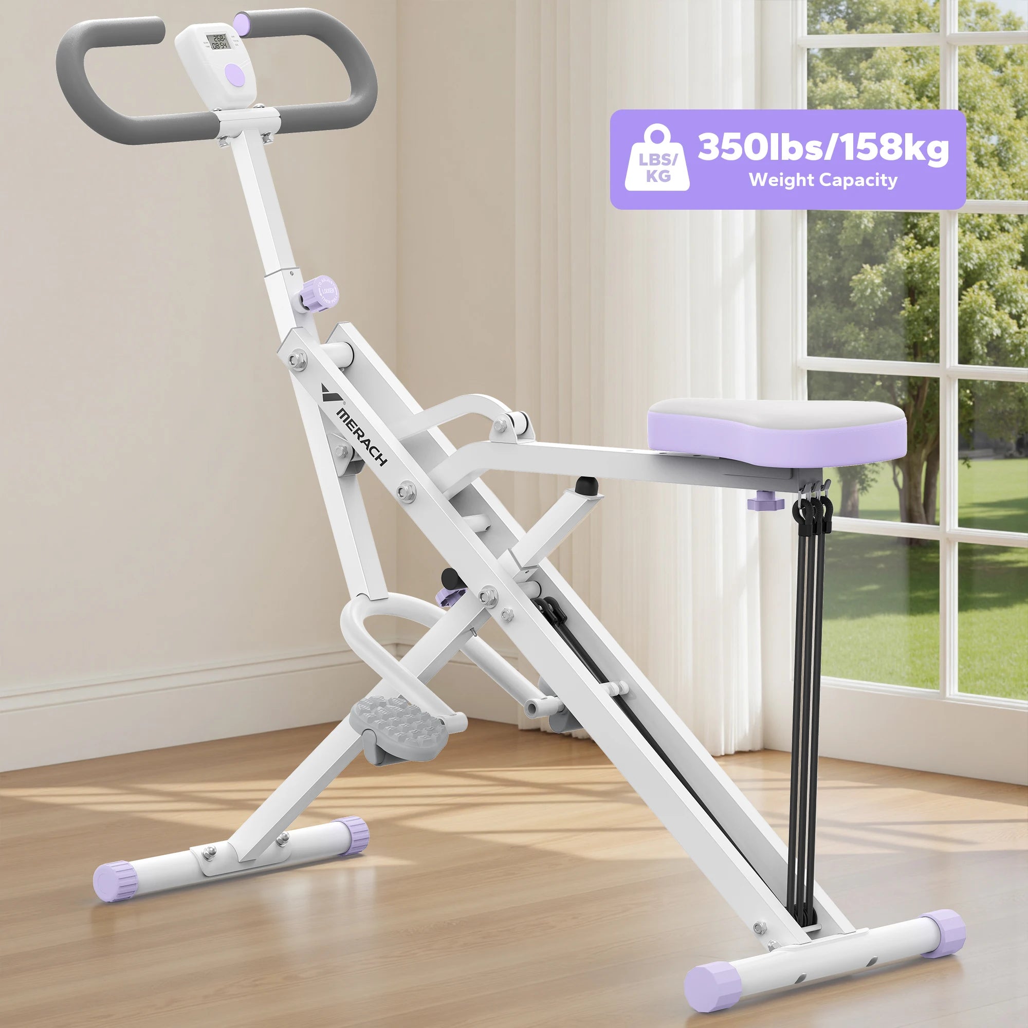 2 in 1 Squat Rowing Machine – Foldable Glute Trainer for Home Workout with LCD Display 350lbs Capacity