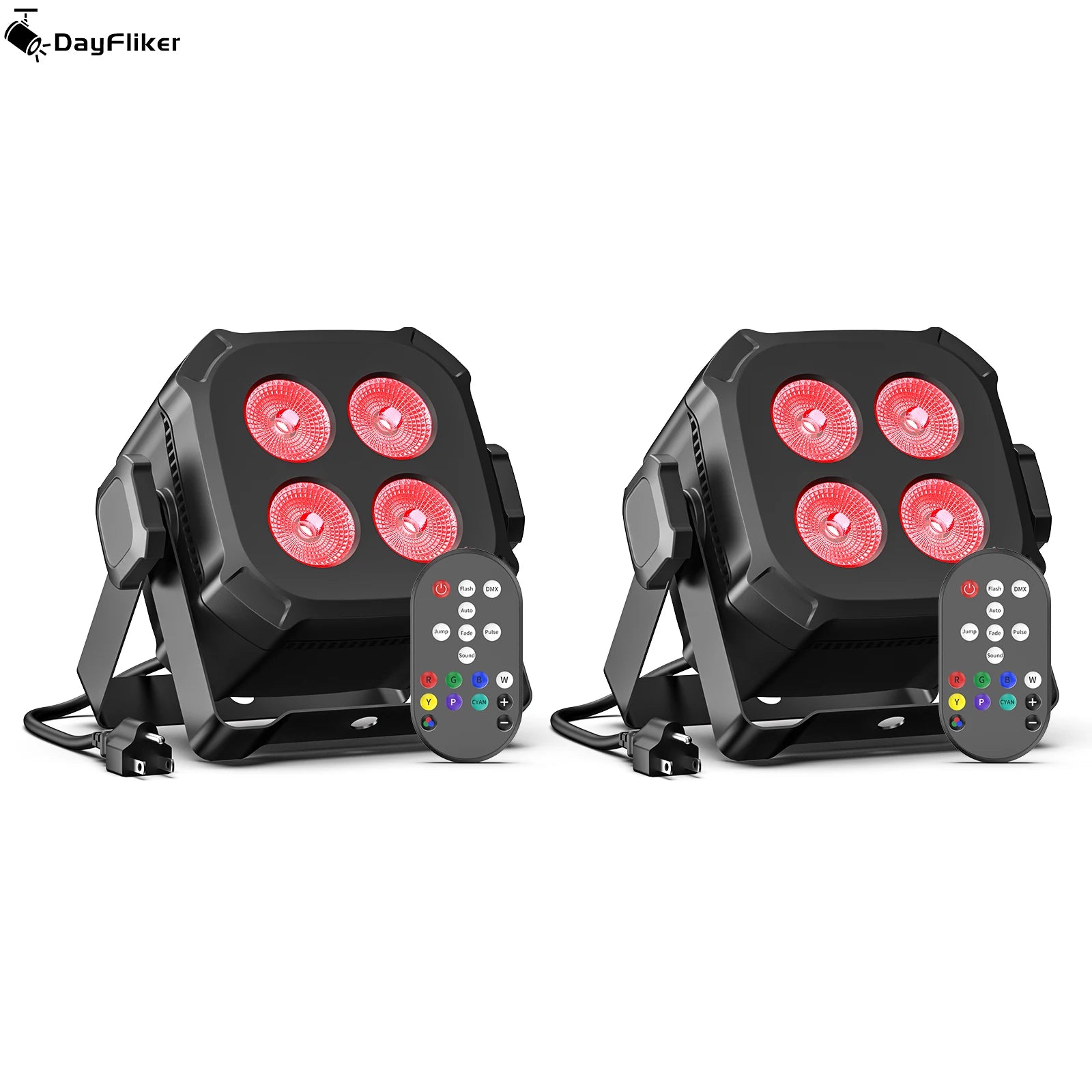 LeLeght 2-Pack RGBW LED Par Stage Lights | DMX512 Sound Activated DJ Party & Disco Lighting