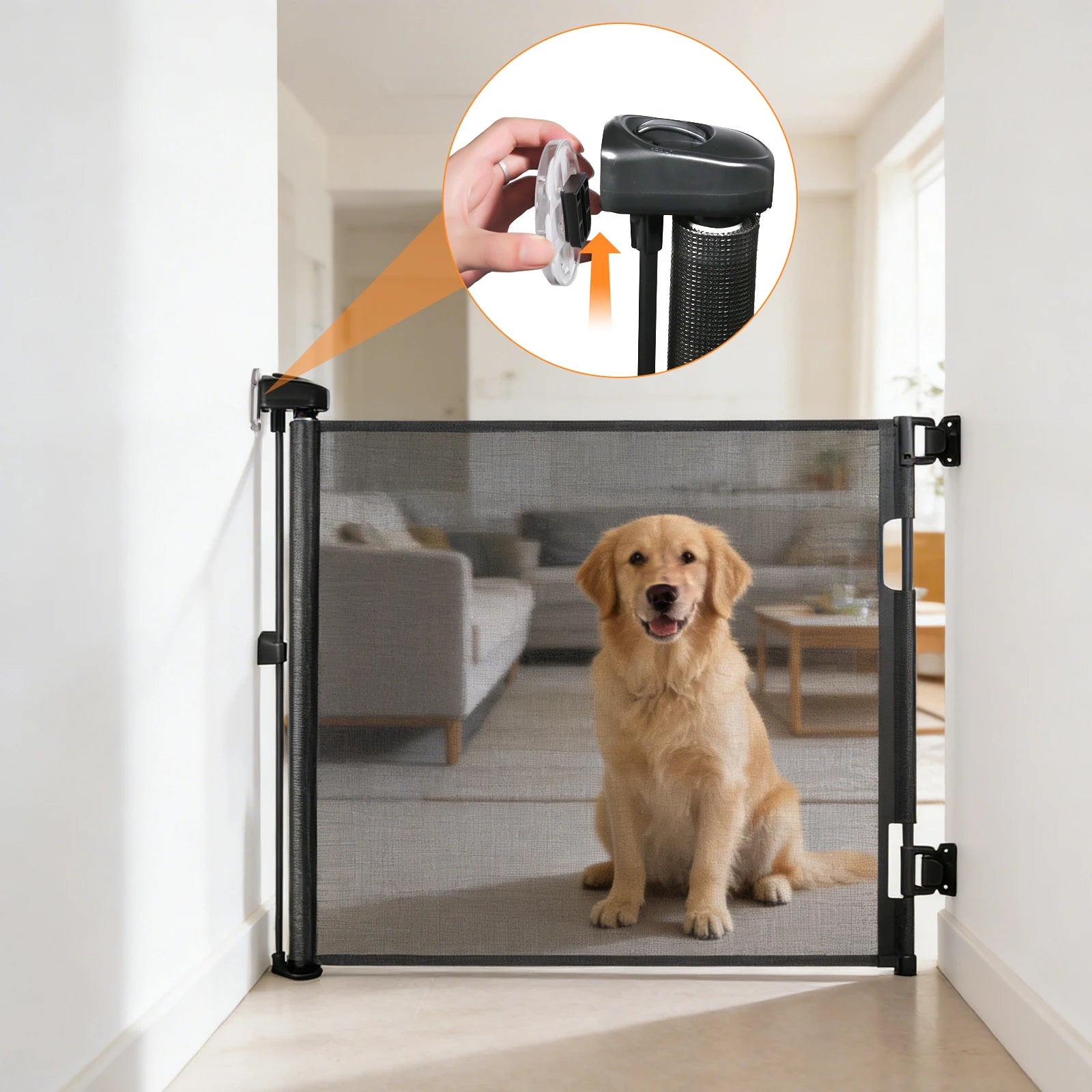 Retractable Pet Dog Barrier Gate 188x78cm Mesh No-Drill Stair Gate Childproof Safety Doorway