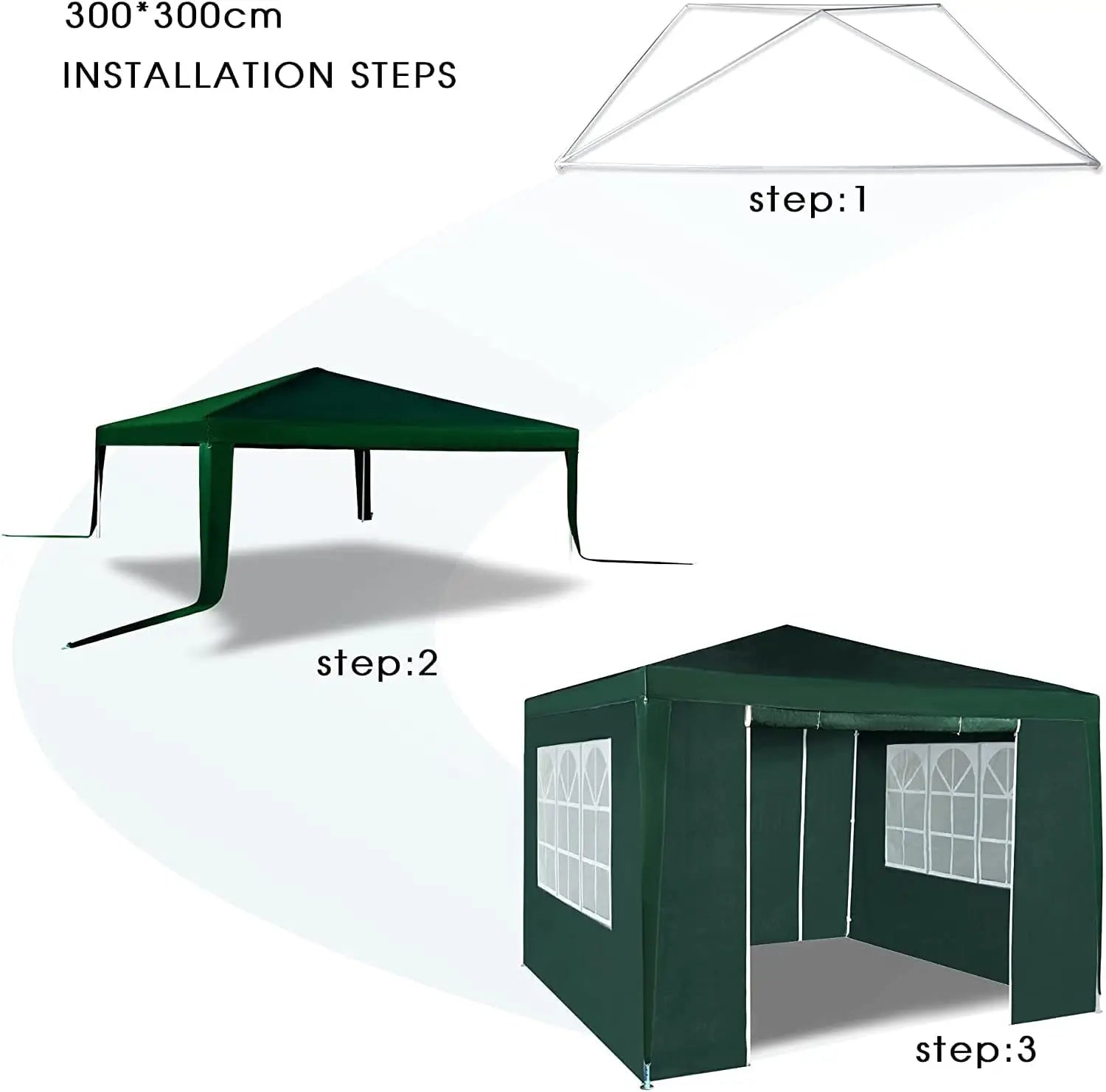 Event Gazebo 300x300x255cm 4 Removable Side Panels Waterproof Steel Frame for Garden Parties Weddings Markets