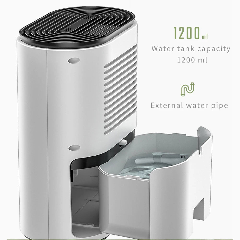 42W WiFi Electric Dehumidifier 1.2L Tank 2 Speed 24hr Timer Sleep Mode Anion Purifier for Home Bedroom