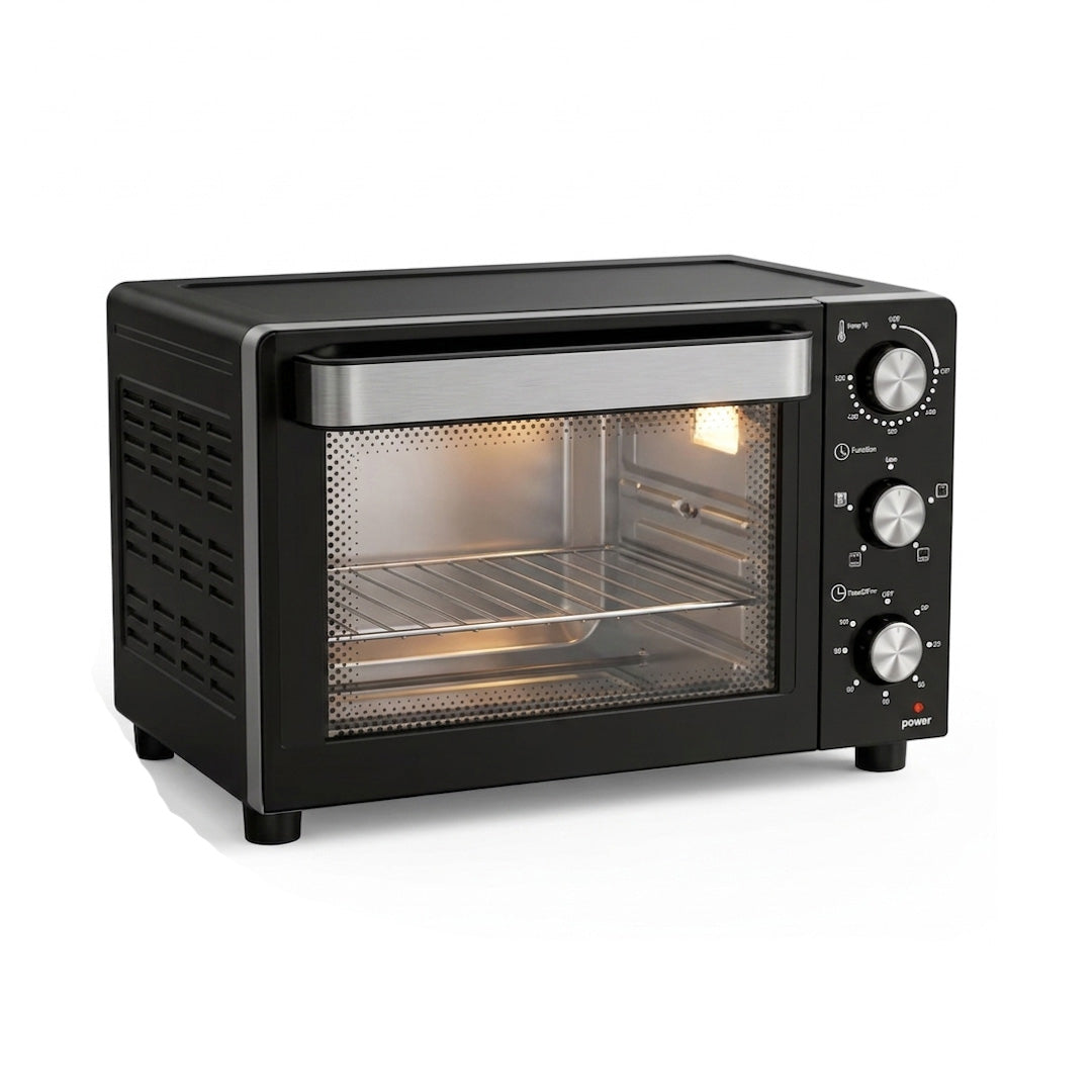 1200W Electric Toaster Oven 20L with 60 Minute Timer Temperature Control Convection and 6 Stage Heating for Home Baking