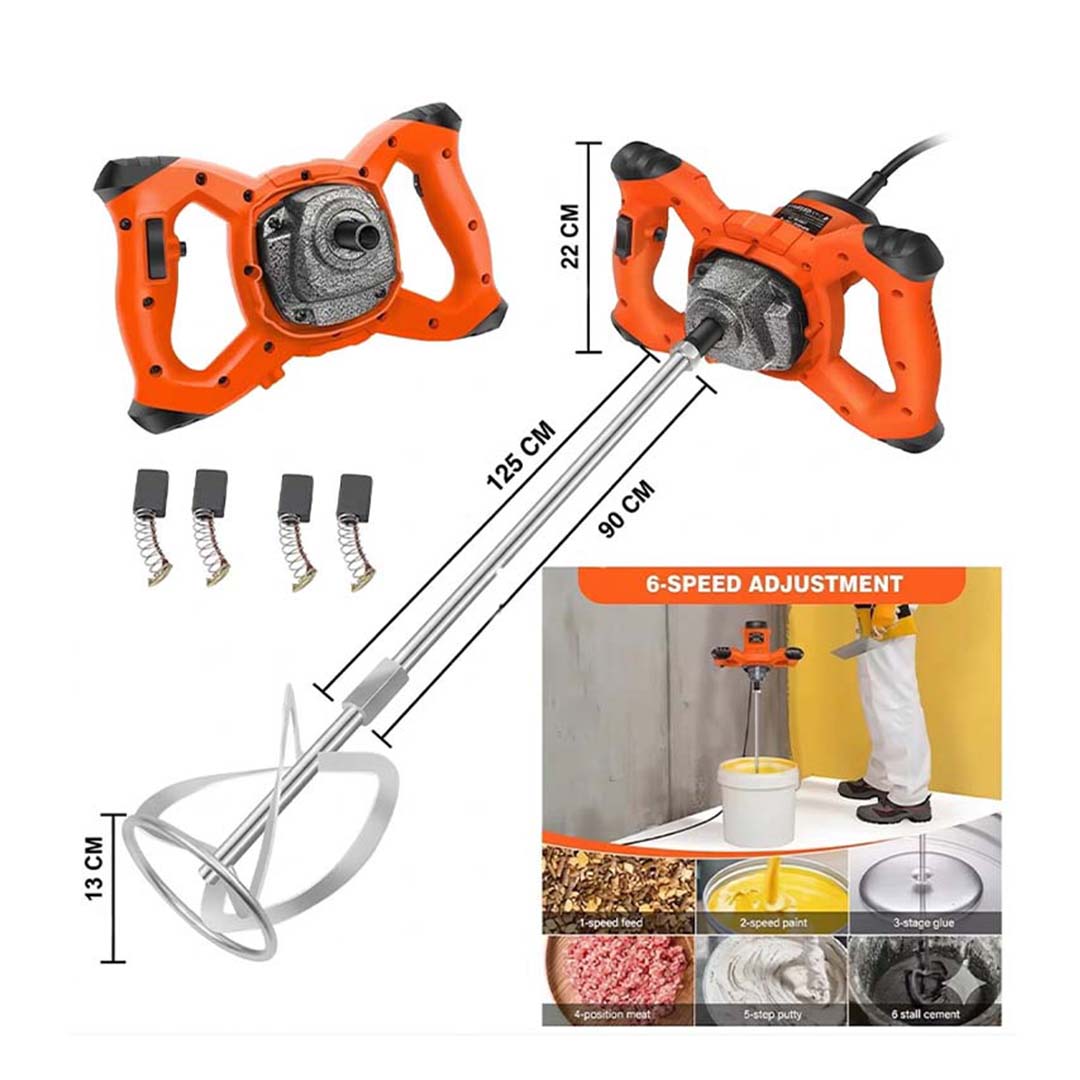 2600W Electric Cement Mixer – 6-Speed Paddle Mixer for Concrete, Mortar & Paint