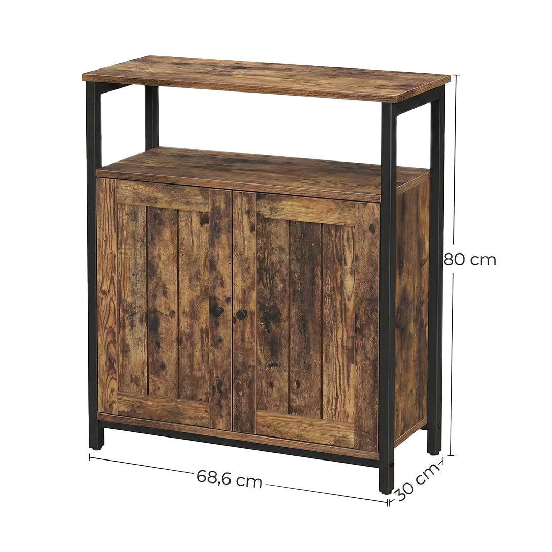 VASAGLE Industrial Storage Cabinet with Slat Door | Multipurpose Sideboard with Adjustable Shelves