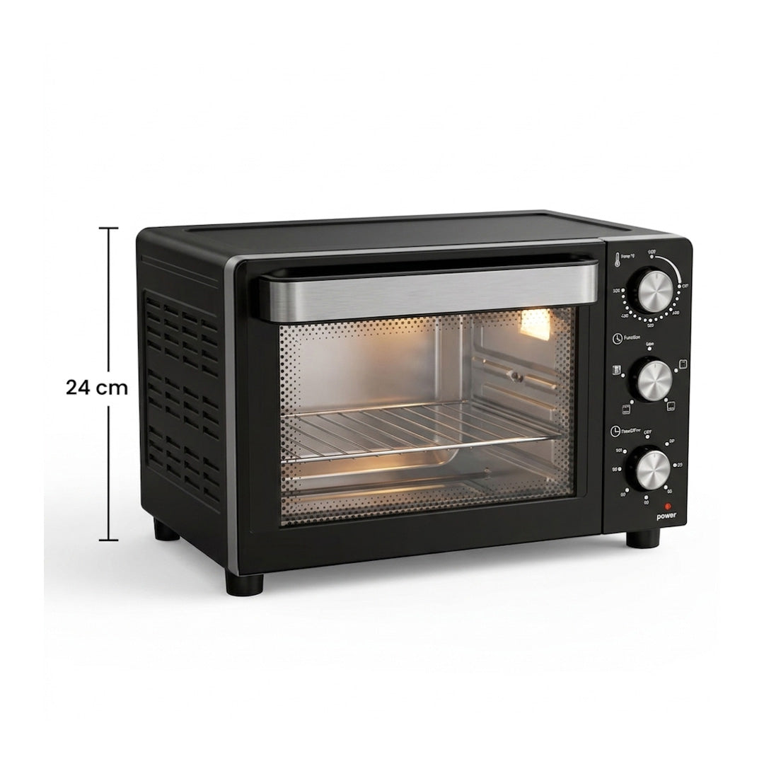 1200W Electric Toaster Oven 20L with 60 Minute Timer Temperature Control Convection and 6 Stage Heating for Home Baking