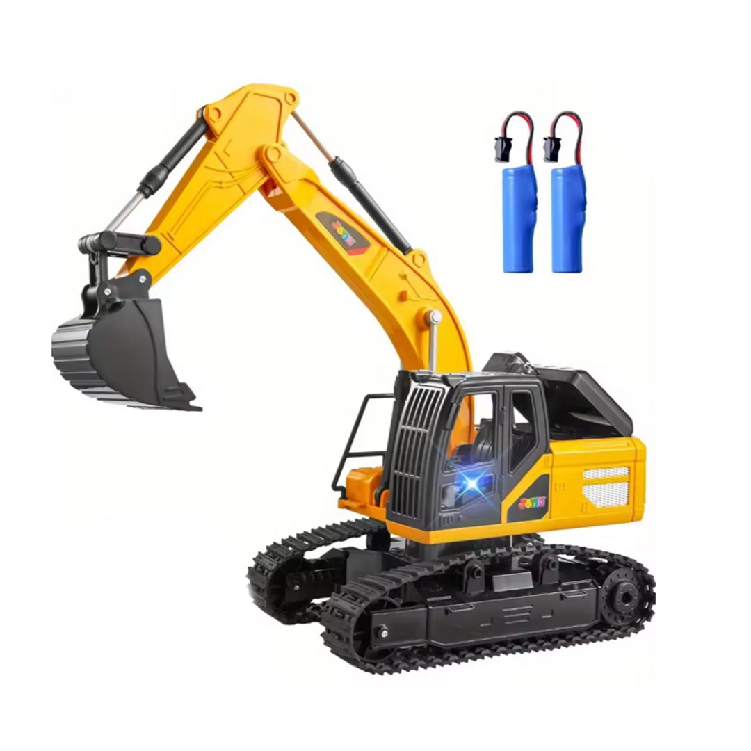 2.4GHz RC Remote Control Excavator Toy with LED Lights Rechargeable Batteries Construction Toy for Boys Aged 6-12