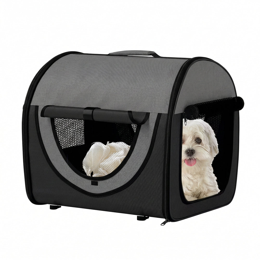 Folding Soft Fabric Pet Carrier for Small Dogs & Cats, Travel Crate with Mesh Windows and Cushion