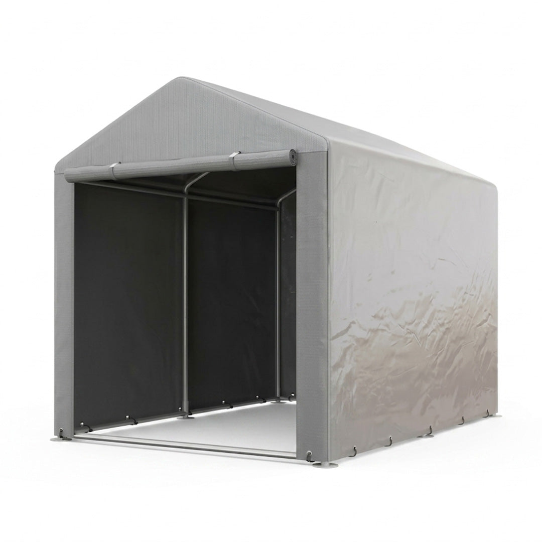 1.6 x 2.2m Portable Garden Storage Shed Tent with Galvanised Steel Frame and Large Zipped Door for Motorbike and Bikes