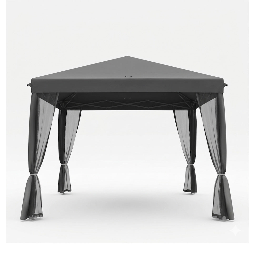 3 x 3m Pop-Up Garden Gazebo with 420D Canopy, Removable Mesh Sidewalls, Ground Stakes and Carry Bag