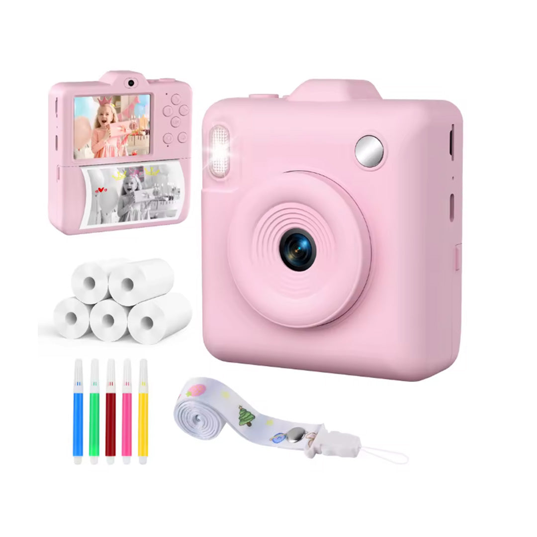 Kids Digital Camera with Instant Printer Dual Lens 1080P HD Video Recorder and 2.4 Inch Screen Photography Toy for Children