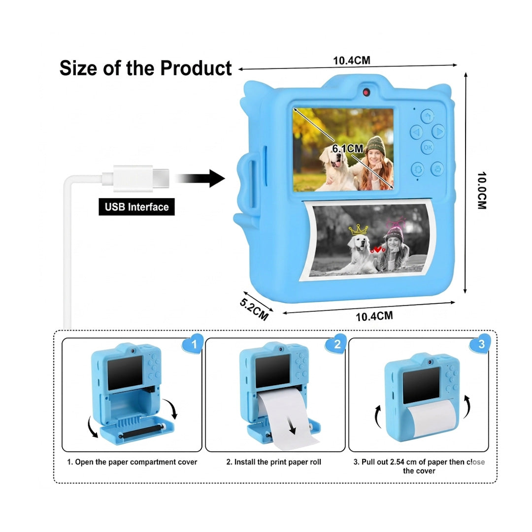 Kids Digital Camera Toy Dual Lens 1080P HD with Dinosaur Silicone Case Video Recorder Educational Gift for Children