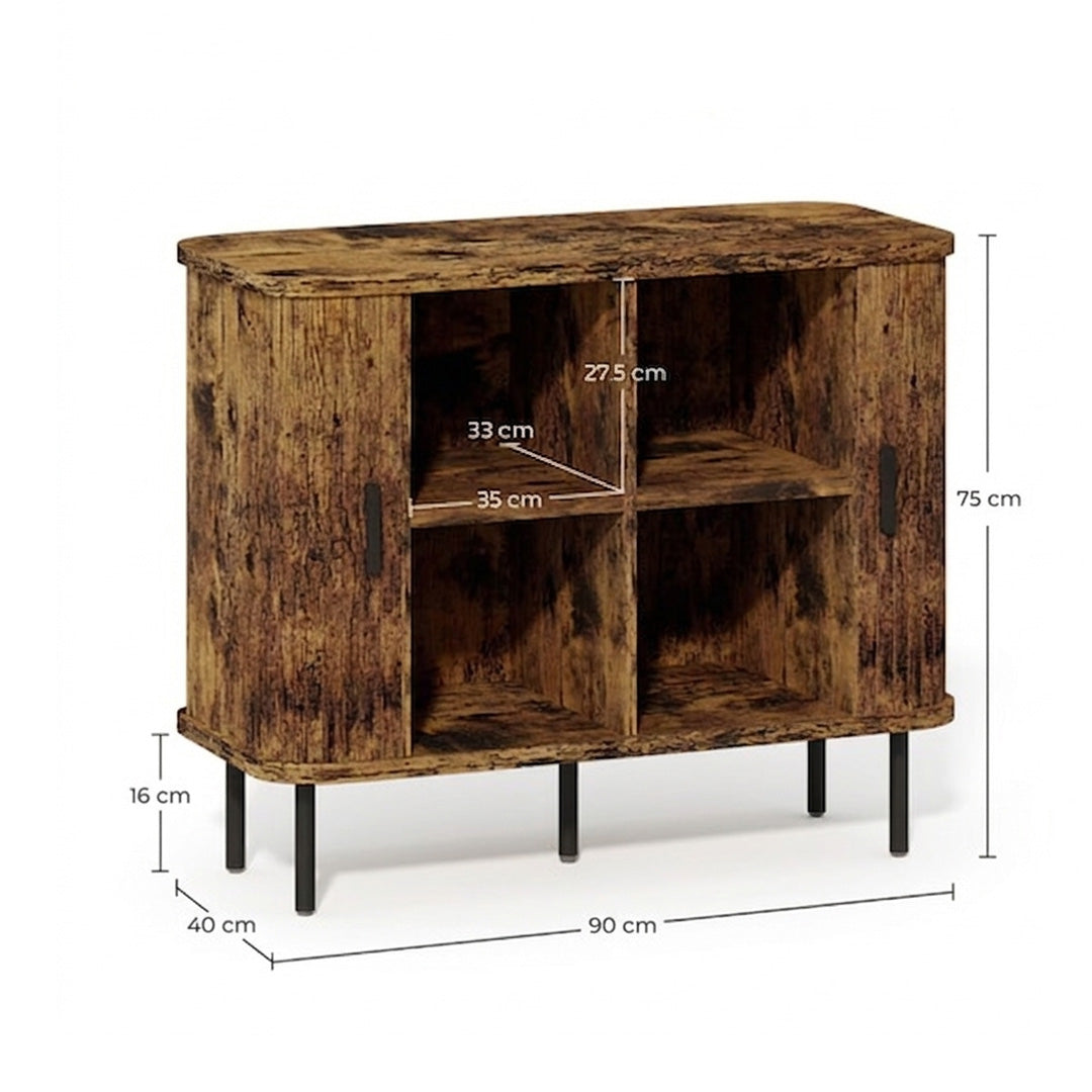 Sideboard Storage Cabinet with Sliding Doors Rustic Wood Modern Cabinet