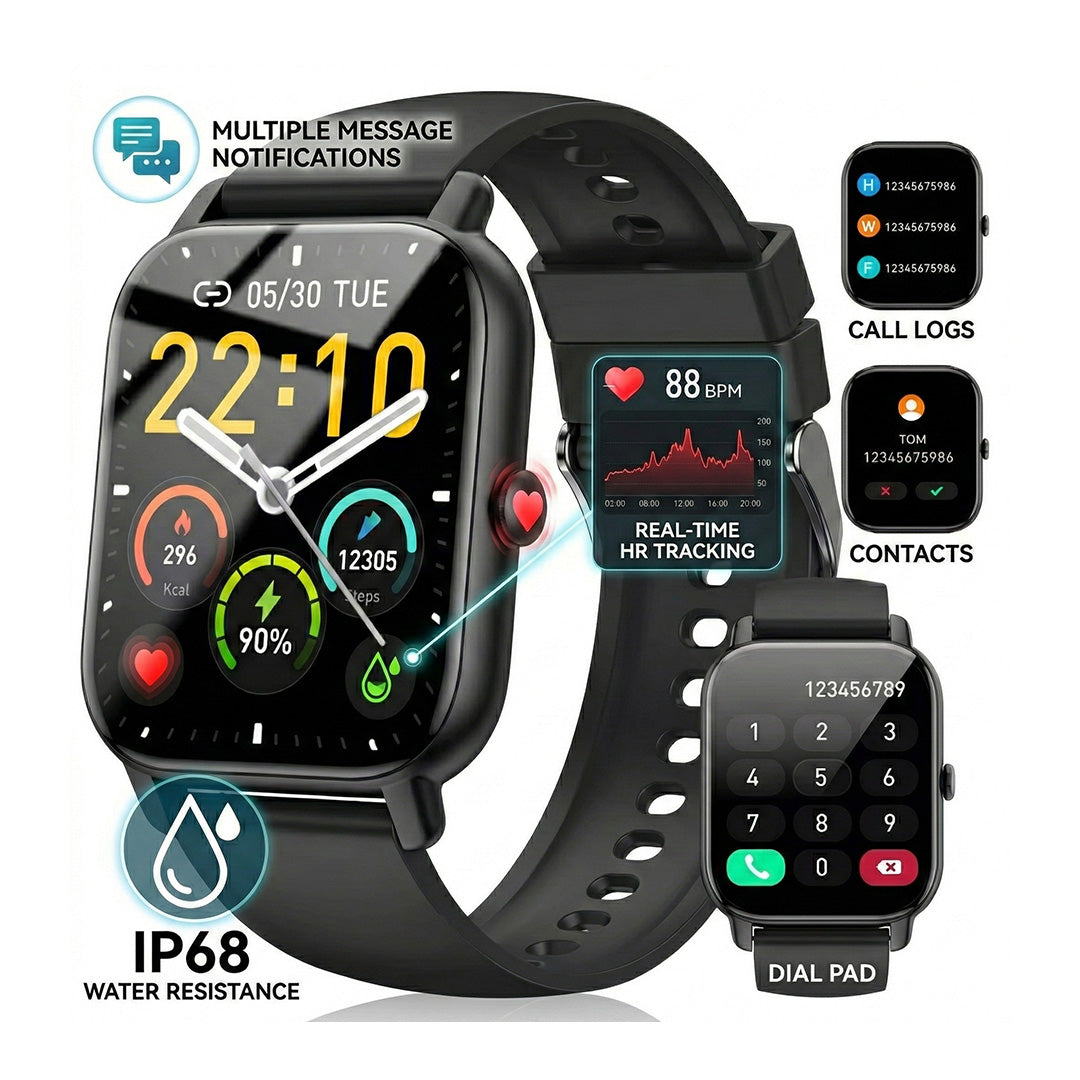 Ultra Thin Smartwatch with Bluetooth Calling, 1.85" Display, 110+ Sports Modes, IP68 Waterproof Fitness Tracker