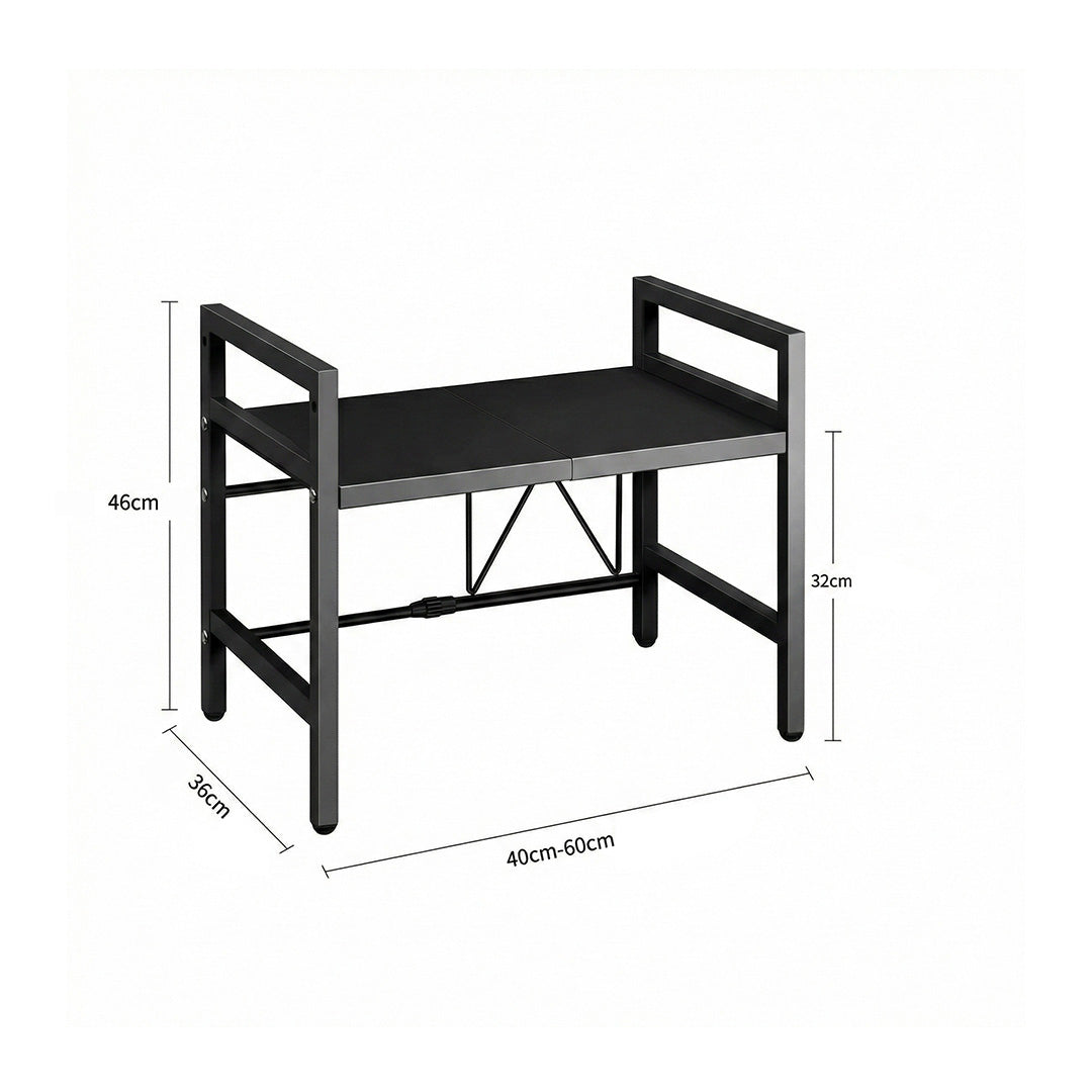 Expandable Microwave Shelf Organiser | 42–64cm Adjustable Countertop Rack for Kitchen Storage