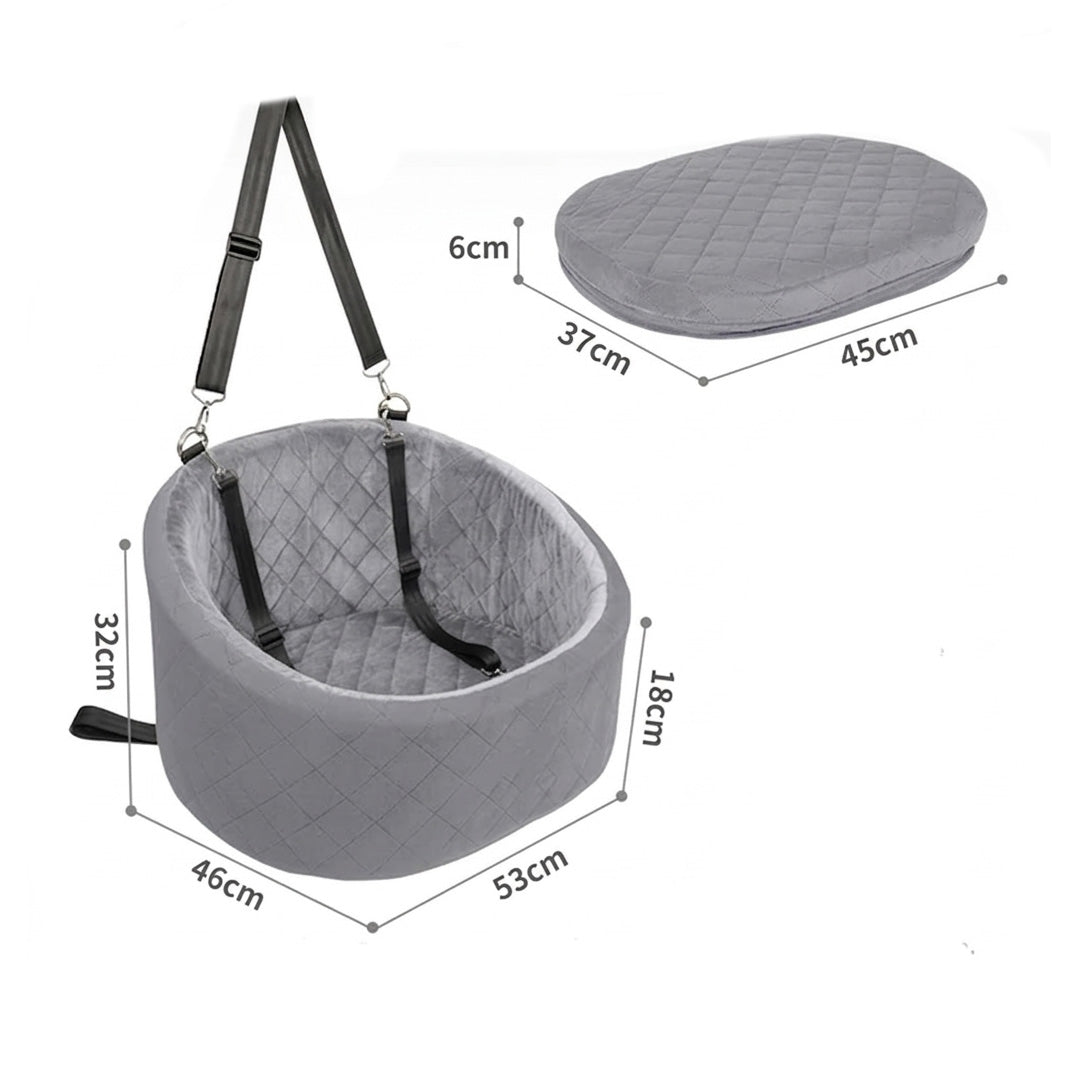 Portable Pet Car Seat for Small Dogs & Cats, Washable Travel Booster Seat with Storage Pockets