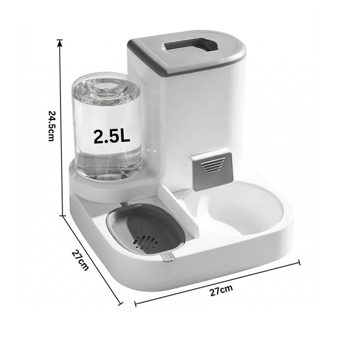 2 in 1 Cat Feeder with Water Dispenser Large Capacity Auto Food Bowl