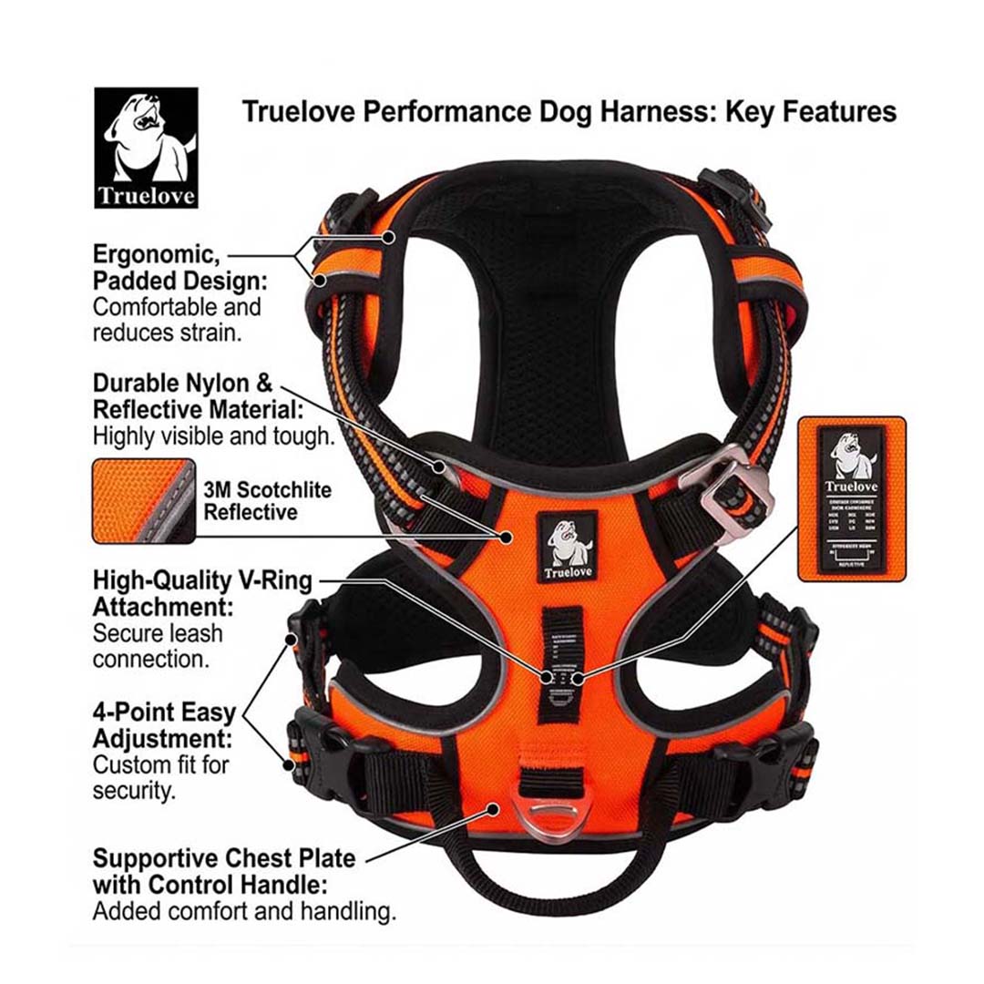 Truelove No Pull Dog Harness Reflective Adjustable Pet Vest for Medium Large Dogs