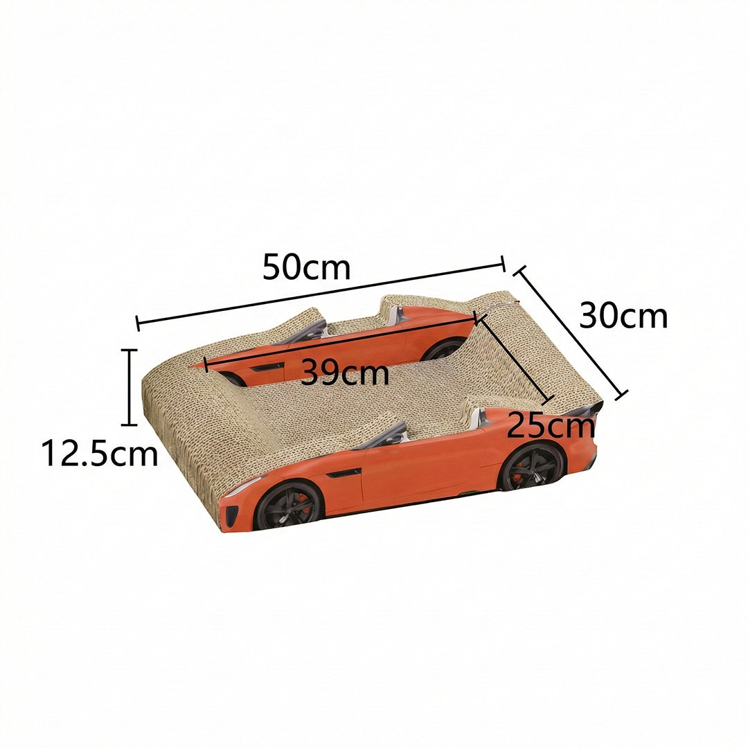 2-in-1 Car-Shaped Cat Scratching Board with Catnip, Cozy Cat Scratch Bed for Small Cats