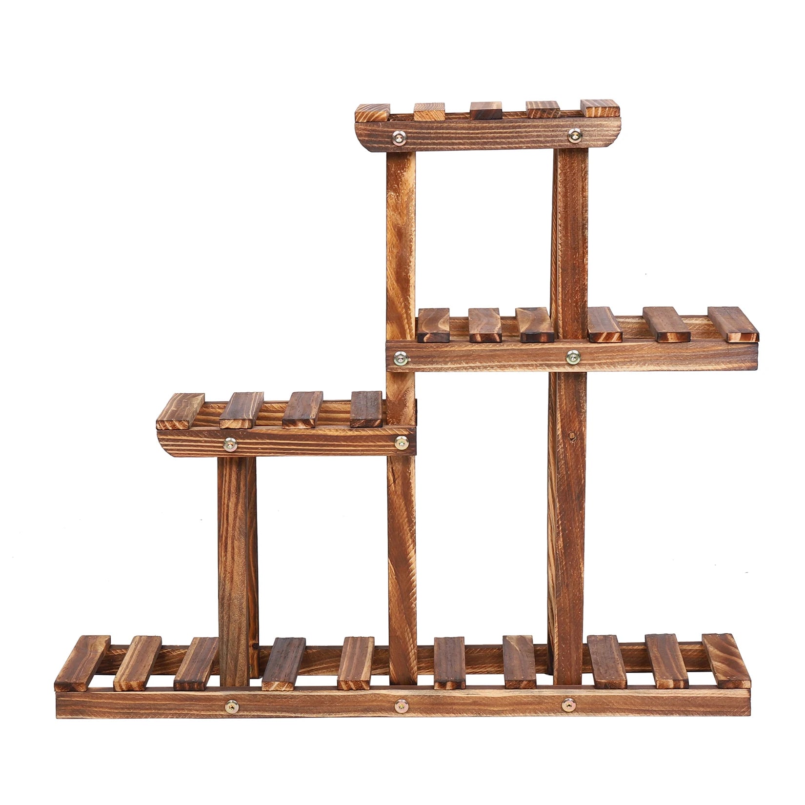 Carbonised Wood Plant Stand 4 Tier Succulent Rack 58x11.5x50cm Desktop Mini Plant Holder for Balcony Garden
